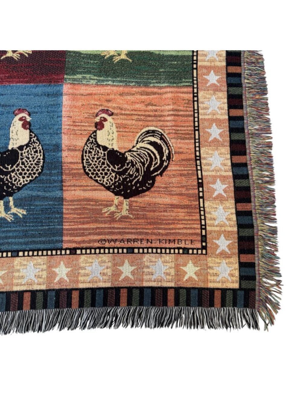 Warren Kimble Rooster Tapestry Throw Blanket 48in x 57in Home Country Farmhouse - Picture 6 of 13